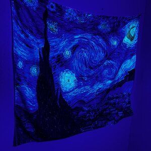 Vincent van Gogh stary night painting blacklight tapestry wall decor hanging